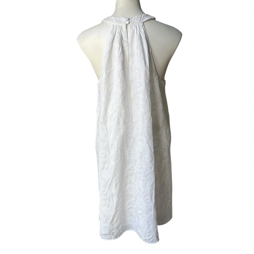 NWT, Loft White Embroidered Halter Swing Dress, Sz M - Picture 5 of 16